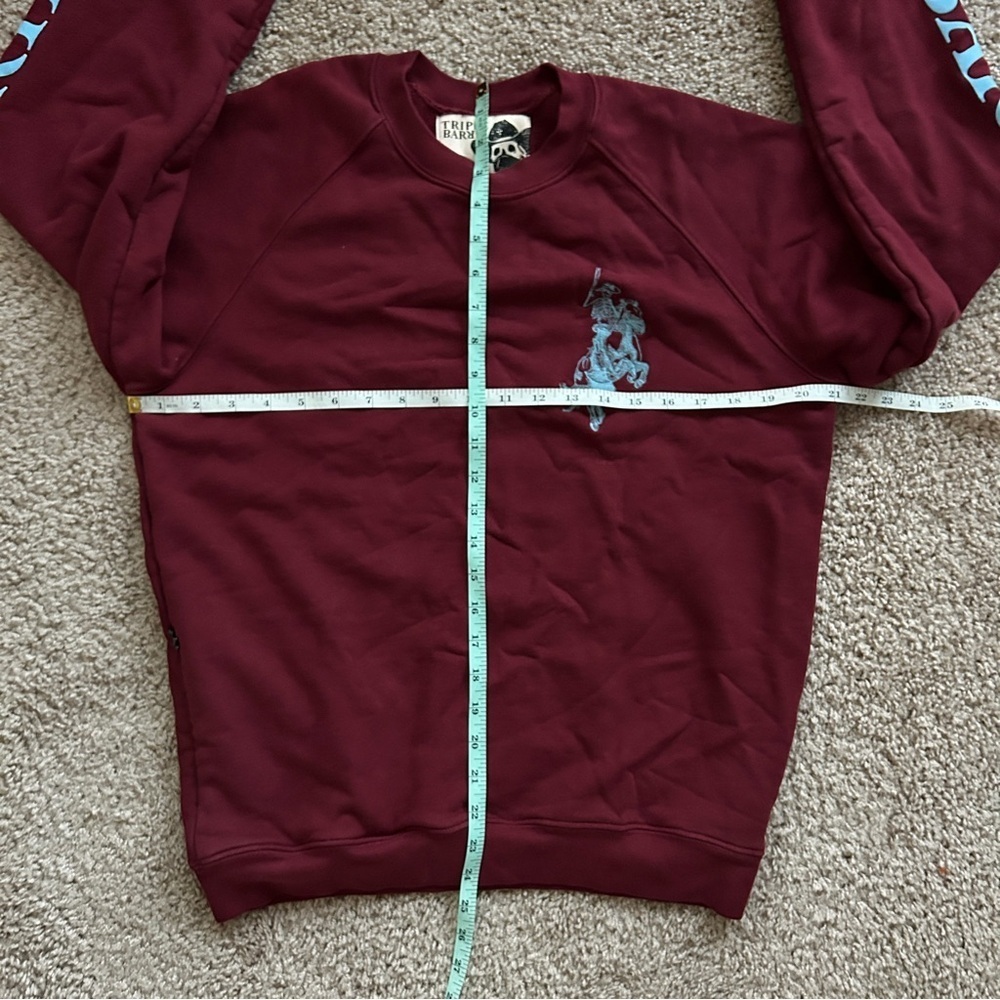 Triple Barrel Mens Handmade High Roller Red Skowboy Crewneck Sweatshirt Small - Picture 7 of 8